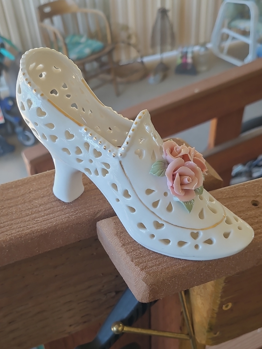 Vintage White Victorian Shoe Figurine